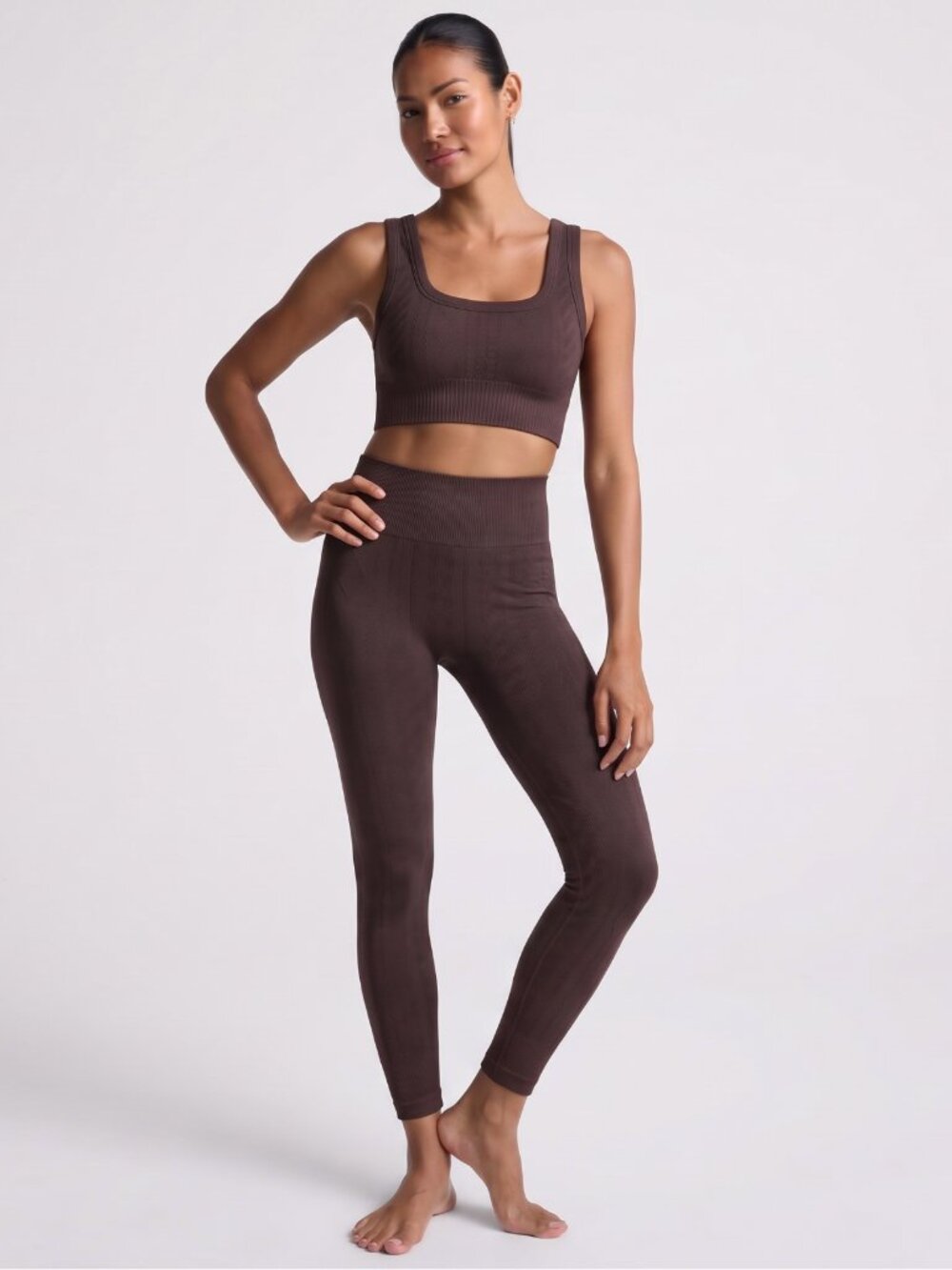 JOY LAB Chocolate Cable Jacquard Active Set